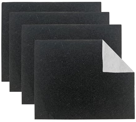 Relaxdays 4-pack universella fleece extraktor huvfilter, luktreducerande kol, 47 x 57 cm, svart/vit