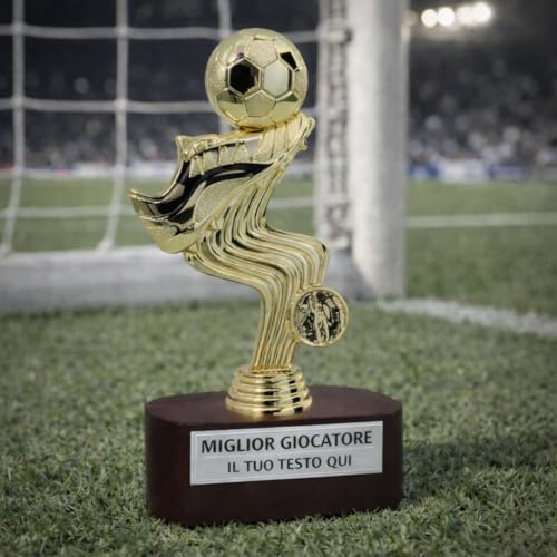 D&Vlab Trofeo Coppa 1° Posto Classificato Capocannoniere Miglior Marcatore Giocatore - Personalizzabile con Targhetta Inclusa Personalizzata - per Torneo di Calcio Calcetto