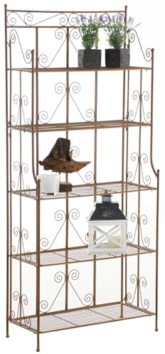 CLP Scaffale in Piedi Ciara I Scaffale in Metallo per Piante in Stile Rustico I Scaffale per Balcone, Patio, Veranda e Giardino, Colore:Antico Marrone