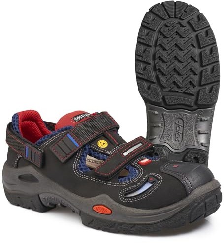 Jalas, sandali Respiro, antinfortunistici, da lavoro, codice articolo 3820 S1, (nero/rosso/blu), 43 EU