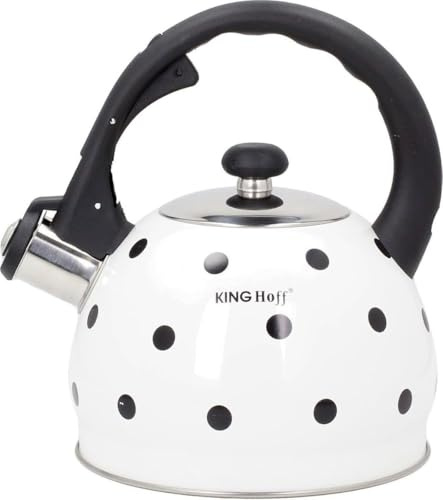 Flötenkessel Whistling Kettle Teekanne Wasserkanne Wasserkessel (Weiß Schwarze Punkte)