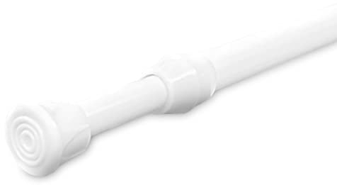 Warehouseshop WSS - White Extendable Telescopic Voile Tension Shower Curtain Holder Curtain Rail Loaded Pole Rod Bath Window (29.5-52.6cm)