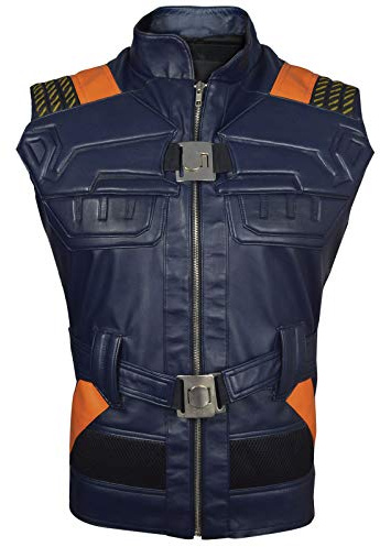 The Jasperz Superhero Costume - Blue Leather Vest, XXS-3XL, Blue, S