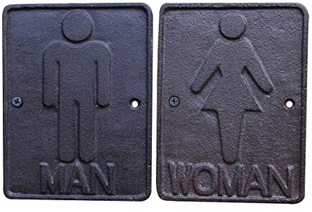 TentHome Vintage WC Schild Türschild Toilettenschild Mann Frau WC Schilder Hinweisschild Damen Herren Getränkerückgabe Schild Antik Gusseisen Rustikal