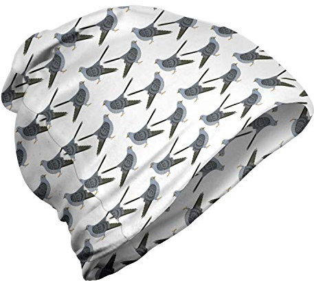 ABAKUHAUS Vogel Unisex Beanie, Tauben-Flügel-Muster-Grafik, Wandern im Freien, Blau, Grau, Weiß und Kitz