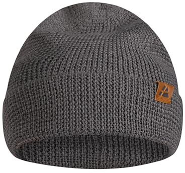DANISH ENDURANCE Merino Mütze, Klassische Wollmütze, Warme Wintermütze, Thermo Beanie, Weich, Stretchy, Unisex, für Damen & Herren, Grau, One Size