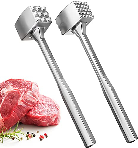 Mazo para carne de aluminio para ablandar carne – Herramienta de doble cara para ablandar carne, herramienta de doble cara para cocinar carne – Martillo de carne casera para ablandar filetes de