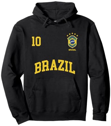 Équipe Football Brésil Sports Nombre 10 Drapeau Brésilien Sweat à Capuche