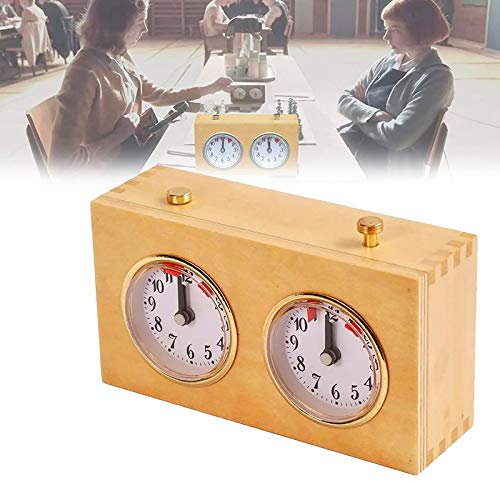 Frunimall Mechanische Schachuhr, Professionelle Schachuhren, Timer analog, tragbar, Wettkampf-Timer, Uhrwerk, angetrieben für Turnier-Brettspiel(Holzschale)