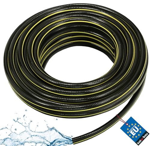 KOTARBAU® Gartenschlauch 1 Zoll - 20 m - Wasserschlauch 4-lagig - Bewässerungsschlauch - Flexibel & Langlebig - Verstärkter Schlauch für Garten - PVC - Schwarz + Gelb