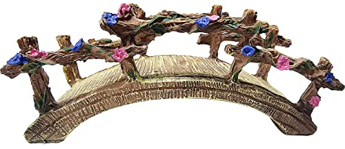 MUAMAX Miniature Fairy Garden Bridge - Resin Craft Cute Artificial Micro Landscape Bridge for Dollhouse Ornament (Flower Bridge)