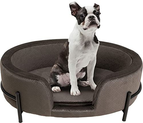 Kare Design Hund/Katzenbett Dream Day, Grau, Hundebett, Katzenbett, Samtoptik, Stahlfüße, 25x63x44cm (H/B/T)