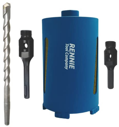 102mm x 150mm Long Diamond Core Drill Bit Set Includes SDS Adapter, Hex Shank Adapter & Centre Drill Bit. To Be Used In Concrete Masonry Brick Block Stone Granite Diamond Drill Bit Core Accessories