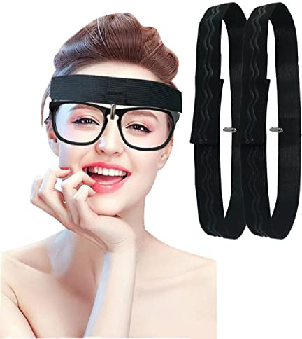 nsgglecher 2PCS Eyeglass Holder for Rhinoplasty, Non-slip Band for Broken Nose Recovery, Nose Guard Glasses Holder - Black