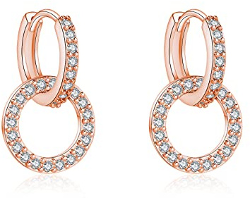 Fcebsty Ohrringe Silber 925 hängend für Mädchen, S925 Sterling Silber Ohrring double hoop mit Zirkonia, Double Circle Hoop Ohrringe Schmuck für Hochzeitsgeschenke für Frauen