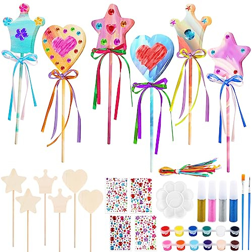 Set di bacchette magiche fai-da-te in legno per pittura e artigianato Per bambini 6-10 anni