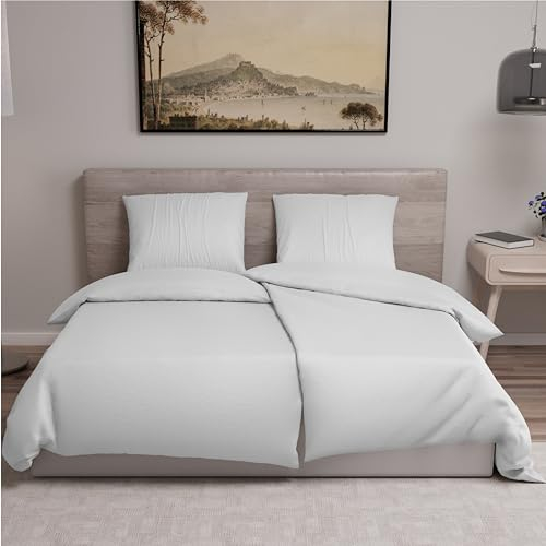 Dreamzie - Bettwäsche 135x200 4teilig Set Weiß – Bettbezug mit 2 Kissenbezug 80x80 – Mikrofaser Weich & Pflegeleicht - Oeko-Tex