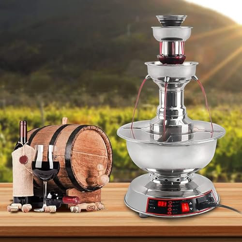 McbeAn Fuente De Bebidas De 120 W, Fuente De Vino para Fiestas, Capacidad De 3 Niveles/3,5 L/Ajuste De Temperatura De 0-100°, Diseño De Doble Fusible, para Bodas, Bares, Cafeterías, Fiestas