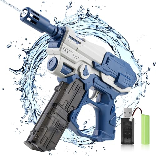 Kizplays Elektrische Wasserpistole, EIN-Knopf-Automatik Spritzpistolen Wasser Spielzeug Pistolen mit Großer Reichweite, Wasserpistole Erwachsene und Kind für Ommer Schwimmbad Party Strand im Freien