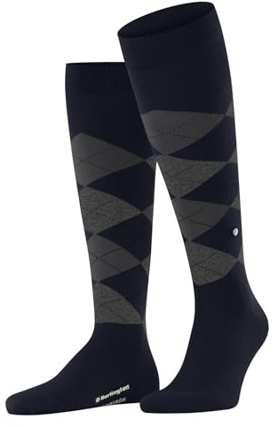 Burlington Herren Kniestrümpfe Edinburgh M Kh Wolle lang gemustert 1 Paar, Blau Marine 6123, 40-46