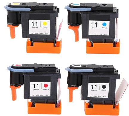 4 Stück Druckkopf,Druckkopf Ersatz HP Designjet 100 110 111 500 510 800 813 850,Farbe von Magenta, Schwarz, Cyan und Gelb