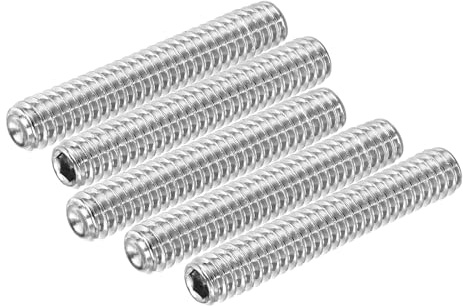 sourcing map Gewindestifte mit Innensechskant, 1/4-20 x 1-1/2 Zoll, 304 Edelstahl, Flachspitze, Gewindestift für Türgriffe, Reparatur, 10 Stück