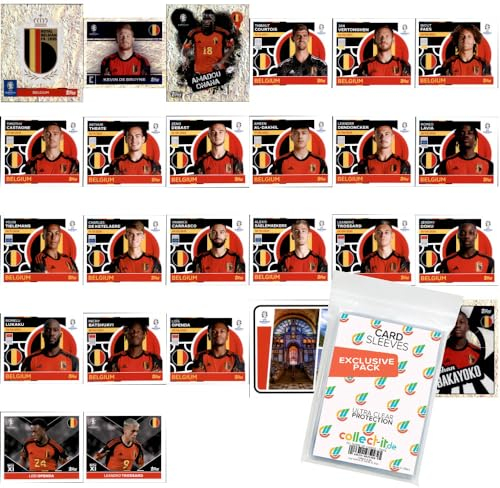 Bundle mit UEFA EURO 2024 Germany - Sammelsticker - Mannschaftspaket - Belgien + Exklusive collect-it Hüllen