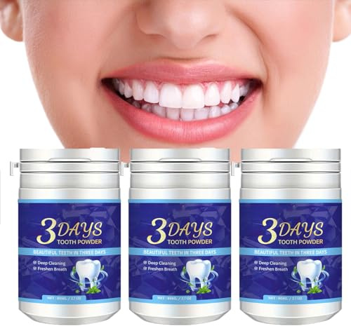 3 Days Teeth Whitening Powder, Zahnaufhellung Tooth Powder, Teeth Whitening Pulver für weiße Zähne, Zahnaufhellung und Bleaching Pulver mit sichtbaren Reinigung Effekt, Fleckenentfernung (3PC)