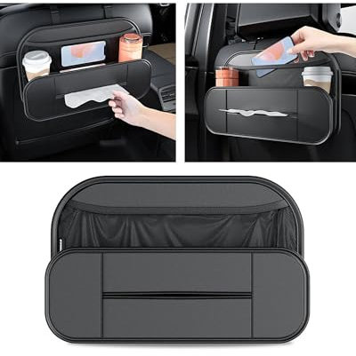 Autositz Organizer Autositz-Rückenlehnen-Organizer Mit Tasche Verstellbare Auto-Aufbewahrungsbox Rücksitz 5 Taschen Kofferraum-Organizer Mehrzweck-PU-Leder Auto Organizer(24x38cm)