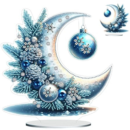 Generisch DIY Diamond Painting Weihnachten Tisch Deko,Wintermond 5D Diamant Painting Tischdeko, Diamant Malerei Stehend Kunst Set für Anfänger Hausgeschenk Deko Geschenke
