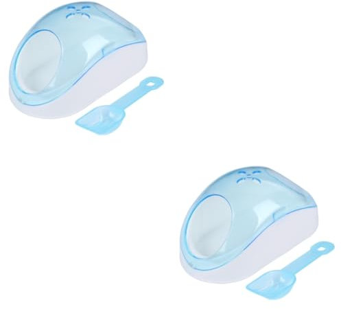 WOONEKY 2stücke Kleintier Sandbad Haus Für Hamster Und Chinchillas Tragbarer -badecontainer Mit Sandlöffel Halbtransparentes Design Für Bessere Beobachtung Sky-blau Für Stressfreies
