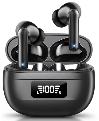 Cuffie Bluetooth, Auricolari Bluetooth 5.3 In Ear Stereo con 4 Microfono ENC, 60 Ore Cuffiette Wireless Cancellazione Rumore, Auricolare IP7 per iPhone e Androide, Earbuds Usb C Sportive per PC TV