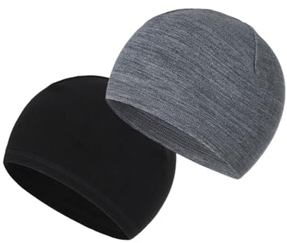 dinghaole 2 Stück Laufmütze Herren Damen, Leichte Dünne Baumwollmütze für Herren und Damen, Fahrradmütze Unter Helm, Thermo Wintermütze Geeignet für Frühling Herbst und Winter