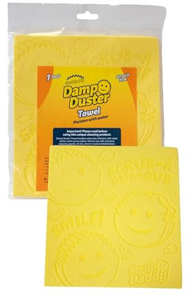 Scrub Daddy Damp Duster Towel, Multipurpose Dusters for Cleaning - Wooden & Venetian Blind Cleaner Tool, Wet Dust Sponge for Skirting Board, Radiator, Blinds & Mirrors, Home Cleaning Products, Yellow