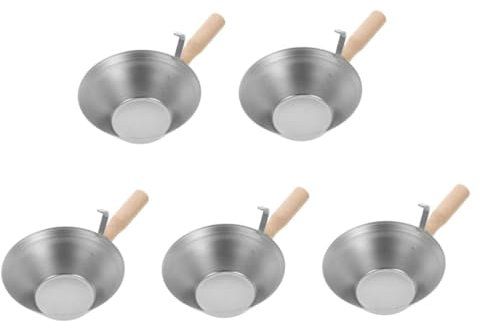 Angoily 5pièces Bac à Mortier Inoxydable Avec Manche Bois Outil De Plâtrage Ergonomique Pour Cloisons Sèches Et Applications De Plâtre Seau Polyvalent Pour Construction Et Mélange De