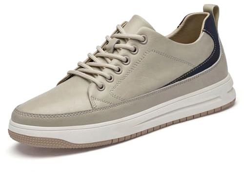 GjQibFL Zapatos con Alzas Invisibles para Hombre - Zapatos Casuales de Vestir con Alzas de 6 cm de Altura, con Cordones, Transpirables y de Moda para Caminar