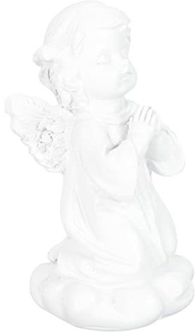 Luxshiny Statuetta Angelo in Gesso Bianco Vintage, Delicata da Tavolo