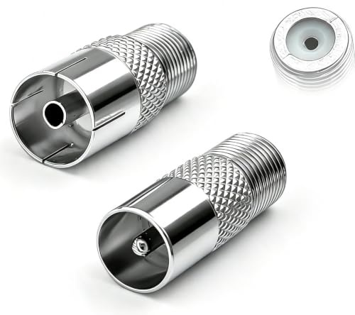 SPTSSWET 2-Pack F Type to Coax Adapter Kit, Male & Female TV Aerial Adapter | for Aerial Cable, F Type to Coax Female Adapter for Cable TV & Satellite Cables, 9.5mm Female to F Type Coax Connector