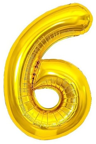 Ballon Chiffre 6 Or, Foil Numero 6 Ballon 101cm - Gonflable Ballons Numéro 6 Ansniversaire Fête Decoration - Supporte helium