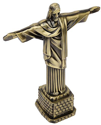 Kukyller Christus der Erlöser Bronze Finish Statue Jesus, 7.3in Metallic Statue von Jesus figurer Tourismus Souvenirs Desktop Dekor