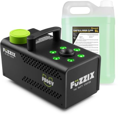 Pack Fuzzix F506V - Machine à Fumée Verticale 500 W + 5 L de Liquide inclus - Télécommande Sans Fil | Effects Verticaux et LED pour DJ, Bars & Shows