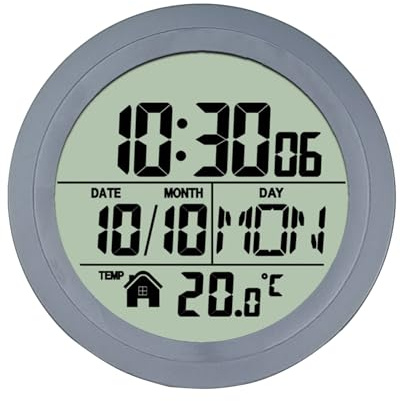 Reloj de Pared para baño, Resistente al Agua, 14 x 14 x 6 cm, con, Accesorios de Ducha con Temperatura, Ideal para Oficina, SPA, hogar, apartamento, Cocina, Dormitorio