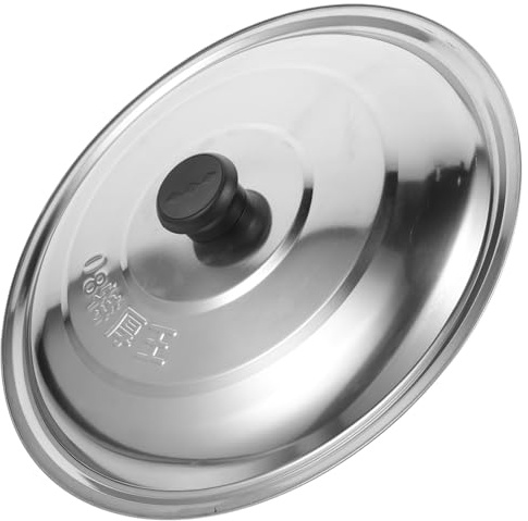 HOMSFOU Coperchio Padella 30cm in Acciaio Inox e Plastica Multifunzione Comoda Presa, Coperchio Rotondo per Pentole e Wok, Accessorio la Casa e Cucina