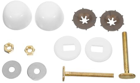 Veemoon Kit Bulloni Fissaggio Wc per Pavimento con Tappi Copribulloni e Rondelle in Metallo, Resistente alla Corrosione, per Montaggio Sedile Water e Riparazione Bagno, 2 Set