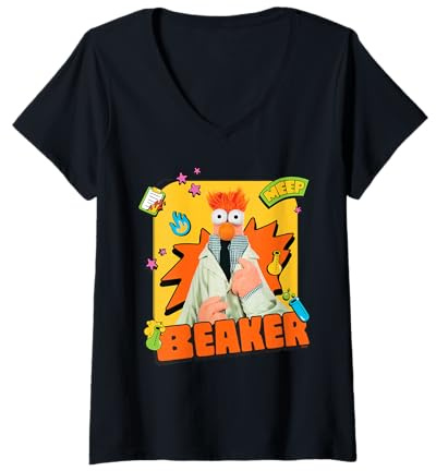 Women's Disney The Muppets Beaker Muppet Labs Photo V-Neck T-Shirt