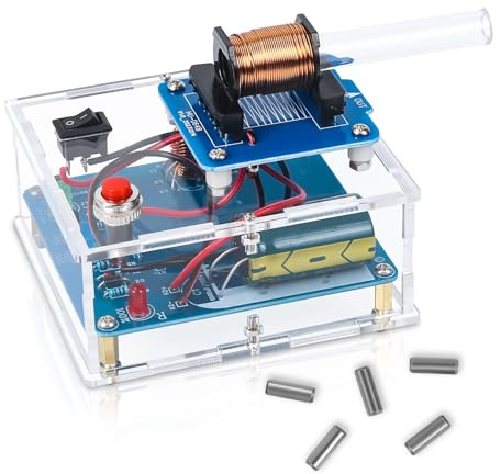 Lumenrix Electromagnetic Launcher Soldering Kit, Electronics Project | DIY coil accelerator project with capacitor charging circuit, launch button and LED indicator for STEM learning