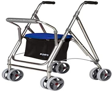 Forta Andador para Personas Mayores, Rollator de Aluminio con Asiento, Andador de Aluminio Plegable, Color Azul