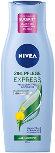 NIVEA Haar-Pflegeshampoo und Spülung in einem, 400 ml Flasche, 2 in 1 Pflege Express, 3er Pack (3 x 400 ml)