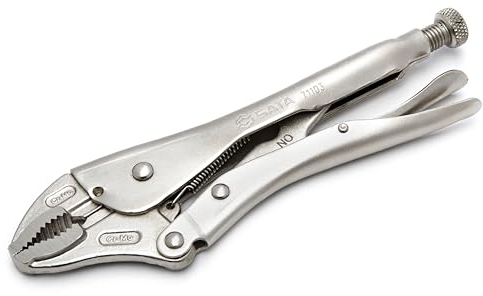 SATA ST71103ST Curved Jaw Locking Pliers with Nickel Plated Steel Body and Angled Teeth for Better Grip