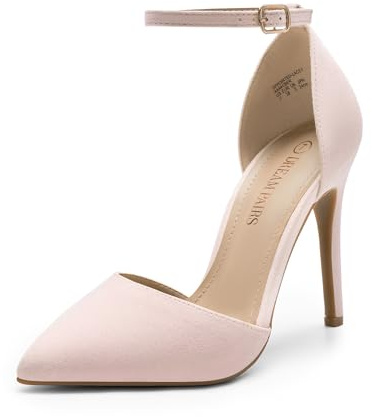 DREAM PAIRS Wedding Stiletto Shoes, Toe Ankle Strap High Heel Party Shoes, Size 40.5, Gold/Glitter, Oppointed_Lacey | Closed Toe Pointed Toe Ankle Strap Dress Comfortable Pumps Shoes for Wedding Party Dancing